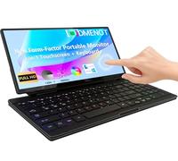 odmenot 12.8" Portable Touch Screen Keyboard Monitor Screen Extender with Silent Gaming Keyboard Foldable Display Type-C USB-A Monitor for Desktop Mini PC Laptop MacBook Phones Tablet (KM128T)