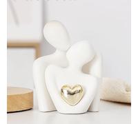 ODMYZG Couple Statue,Couple Hugging Statue,Modern Abstract Art Decoration,Decorative items for TV cabinets,living rooms and bedrooms.Romantic Gifts for Valentine Anniversary Birthday (White Gold, L)