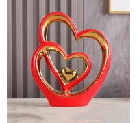 ODMYZG Double Heart Ornament,Double Heart Ceramic Statue,Home Decoration sculpture,Creative Home Modern Gift Office Living Room Decoration Collection Souvenir,Gift.