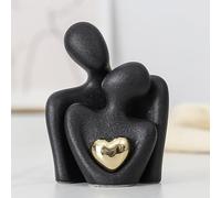 ODMYZG Mini Couple Statue,Couple Hugging Statue,Modern Abstract Art Decoration,Decorative items for TV cabinets,living rooms and bedrooms.Romantic Gifts for Valentine Anniversary Birthday (Black, M)
