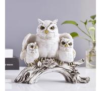 ODMYZG Owl Figurines,Cute Owls Statue,Small Decor Items,Sculpture Ornament for Home Office Tabletop.Gifts for Owl Lover. (White owl B)