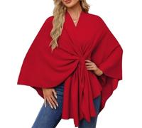 Odnalnz Elegant Shawl Wraps Soft Open Front Poncho Sweater, Sweater for Fall Winter Scarf Shawl Wraps, For Travel and Office (Red,One Size)