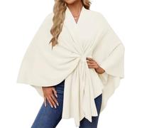 Odnalnz Elegant Shawl Wraps Soft Open Front Poncho Sweater, Sweater for Fall Winter Scarf Shawl Wraps, For Travel and Office (Cream,One Size)