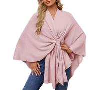 Odnalnz Elegant Shawl Wraps Soft Open Front Poncho Sweater, Sweater for Fall Winter Scarf Shawl Wraps, For Travel and Office (Pink,One Size)