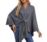 Odnalnz Elegant Shawl Wraps Soft Open Front Poncho Sweater, Sweater for Fall Winter Scarf Shawl Wraps, For Travel and Office (Dark Gray,One Size)