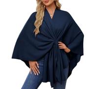Odnalnz Elegant Shawl Wraps Soft Open Front Poncho Sweater, Sweater for Fall Winter Scarf Shawl Wraps, For Travel and Office (Navy,One Size)