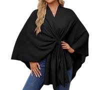 Odnalnz Elegant Shawl Wraps Soft Open Front Poncho Sweater, Sweater for Fall Winter Scarf Shawl Wraps, For Travel and Office (Black,One Size)