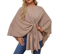 Odnalnz Elegant Shawl Wraps Soft Open Front Poncho Sweater, Sweater for Fall Winter Scarf Shawl Wraps, For Travel and Office (Khaki,One Size)