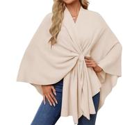Odnalnz Elegant Shawl Wraps Soft Open Front Poncho Sweater, Sweater for Fall Winter Scarf Shawl Wraps, For Travel and Office (Light Yellow,One Size)