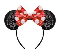 ODOCARE Handmade Mouse Ears Headband for Women and Girls, Glitter Bow Minnie Ears Costume Accessories, 1 Glitter Red Whtie Dots, Medium