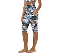 ODODOS Women's Knee Length High Waisted Yoga Capri Leggings with Pockets, Workout Running Sports Athletic Yoga Capris, Fine Art, M