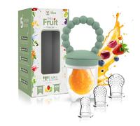 O'doe™ Baby Fruit Feeder | Teething Dummy & Baby Food Feeder Pacifier with 2 Feeder and 6 Nipples | BPA-Free, Food-Grade Fruit Feeder for Babies | Weaning Dummy Fruit Nibbler for Baby’s First Foods