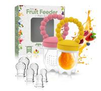 O'doe™ Baby Fruit Feeder | Teething Dummy & Baby Food Feeder Pacifier with 2 Feeder and 6 Nipples | BPA-Free, Food-Grade Fruit Feeder for Babies | Weaning Dummy Fruit Nibbler for Baby’s First Foods