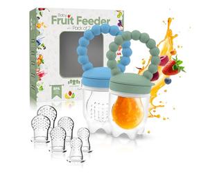 O'doe™ Baby Fruit Feeder | Teething Dummy & Baby Food Feeder Pacifier with 2 Feeder and 6 Nipples | BPA-Free, Food-Grade Fruit Feeder for Babies | Weaning Dummy Fruit Nibbler for Baby’s First Foods