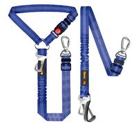 ODOGPETO Dog Seat Belt for Car, Adjustable 4-in-1 Dog Car Seatbelt Leash with Hook & Buckle, Reflective Dog Seatbelt Harness for Car with Vehicle Headrest & Swivel Carabiner and Poop Bag, Royal Blue