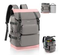 Odoland 2in1 Large Capacity Insulated Cooler Backpack - 26L Storage + 9L Insulated Cooler (20 Cans), 10H Cold Retention, Breathable Comfort, Leak-Proof, for Beach, Picnic, Work, Travel