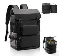 Odoland 2in1 Large Capacity Insulated Cooler Backpack - 26L Storage + 9L Insulated Cooler (20 Cans), 10H Cold Retention, Breathable Comfort, Leak-Proof, for Beach, Picnic, Work, Travel