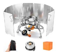 Odoland 3500W Windproof Camping Stove with Folding Windscreen and Fuel Canister Adapter, Portable Collapsible Camp Gas Stove Burner Outdoor Backpacking, Hiking Trekking and Picnic