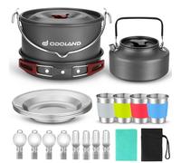 Odoland Camping Cookware Kit for 3-4 People Portable Stainless steel Cooking Set for Camping, Backpacking, Outdoor Cooking and Picnic