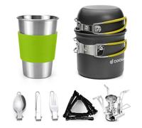 Odoland Camping Cookware Kit, Outdoor Cooking Set Non Stick Pot and Pans Lightweight Backpacking Hiking Utensil Gear for 1 to 2 People Traveling Trekking and Camping