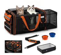 Odoland Extra Large Cat Carriers for 2 Cats Expandable