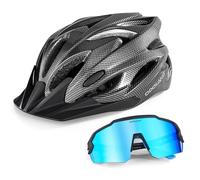 Odoland Flash Bike Helmet with Cycling Sunglasses - Adult Cycling Helmets for Road Bike Mountain Bike - Adjustable Lightweight Cycling Helmet for Men and Women Green