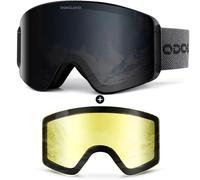 Odoland Magnetic Ski Goggles OTG Anti-Fog Snowboard Goggles Detachable Lens | Frameless UV400 Snow Goggles with 2 Interchangeable Lenses for Men Women Adults, Helmet Compatible 180 Degree Vision
