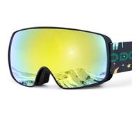 Odoland OTG Ski Goggles for Kid, UV Protection and Anti-Fog Len for Children and Youths, Double Grey Spherical Lens Snowboard Goggles Perfect for Skating Skiing Snowboard for 4-16 Boys and Girls BY