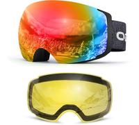 Odoland OTG Ski Goggles Set with Detachable Lens, Frameless Interchangeable Magnetic Lens for Skiing Skating Snowboard, Anti-Fog and UV400 Protection Snow Goggles for Men and Women