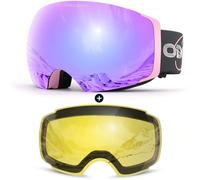 Odoland OTG Ski Goggles Set with Detachable Lens, Frameless Magnetic Lens for Skiing Skating Snowboard, Anti-Fog and UV400 Protection Snow Goggles for Men and Women CP