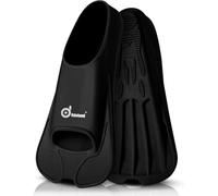 Odoland Premium Swim Fins, Light Weight Snorkel Training Fins Adjustable Feet Fins for Swimming Snorkeling Diving, Silicone Smooth Swimming Flippers Multi Size from Kid to Adult Blcck M(6.5-7.5) UK