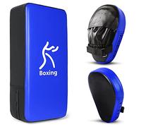 Odoland Punching Mitts and Kick Pack Set, Focus Pads, Taekwondo Kick Pad, Great for Kickboxing, Karate, Muay Thai, Boxing Training, Blue
