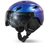 Odoland Ski Helmet with Ski Goggles, Light Weight Snowboard Helmet and 2-in-1 Visor Detachable Goggles Set, Snow Sport Helmets for Men Women