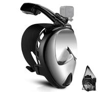 Odoland Snorkel Set, Snorkeling Packages with Dry Top Diving Mask, Adjustable Swim Fins, Mesh Bag, Anti-Fog Anti-Leak Snorkeling Gear for Men Women Adult Silver S