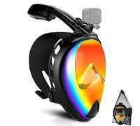 Odoland Snorkel Set, Snorkeling Packages with Dry Top Diving Mask, Adjustable Swim Fins, Mesh Bag, Anti-Fog Anti-Leak Snorkeling Gear for Men Women Adult Orange S