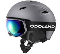 Odoland Snow Ski Helmet with Goggles Set - MultiColor Adjustable Sport Helmet with Protective Glasses - Snowboarding, Snowmobile Windproof Adult and Youth Skiing Gear for Men and Women