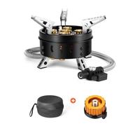 Odoland Upgraded Camping Stove Foldable Gas Stove External Ignition with Screw Adapter Big Fire 5 Burner Gas Stove for Hiking Picnic Outdoor