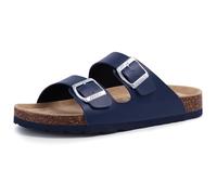 ODOLY Unisex Cork Footbed Slide Sandal, Arch Support Summer Outdoor Sandals with Adjustable Buckle for Women and Men, Navy, 8-8.5 Women/6.5-7 Men