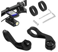 Odometer Extension Frame Compatible with Garmin Edge MTB & Headlight Mount - 2-in-1 Extended Bracket, Shockproof Rubber Pads, Universal for Multiple Handlebar Sizes
