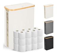 Odonata Large Toilet Paper Storage Basket with Lid, Slim Toilet Paper Organizer, Hold up to 20 Regular Rolls or 15 Mega Rolls. (Beige, 49L)