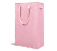 Odonata Slim Laundry Hamper Handles Collapsible Laundry Basket Thin Dirty Clothes Basket Narrow Laundry Bag Foldable Dirty Hamper 45L (Pink)