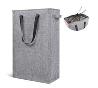 Odonata Slim Laundry Hamper Handles Collapsible Laundry Basket Thin Dirty Clothes Basket Narrow Laundry Bag Foldable Dirty Hamper 45L (Heather Grey)