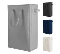 Odonata Slim Laundry Hamper Handles Collapsible Laundry Basket Thin Dirty Clothes Basket Narrow Laundry Bag Foldable Dirty Hamper 45L (Dark Grey)