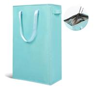 Odonata Slim Laundry Hamper Handles Collapsible Laundry Basket Thin Dirty Clothes Basket Narrow Laundry Bag Foldable Dirty Hamper 45L (Baby Blue)