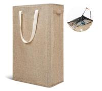 Odonata Slim Laundry Hamper Handles Collapsible Laundry Basket Thin Dirty Clothes Basket Narrow Laundry Bag Foldable Dirty Hamper 45L (Light Khaki)