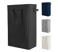 Odonata Slim Laundry Hamper Handles Collapsible Laundry Basket Thin Dirty Clothes Basket Narrow Laundry Bag Foldable Dirty Hamper 45L (Black)