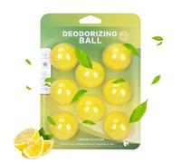 Odor Neutralizer Balls - 8 Pieces Long Lasting | Lemon & Fruit Scent, Adhesive Deodorizer For Pet Beds Cat Litter Boxes And Shoes Effective Freshness Dispenser For Wardrobe And Carpet Use