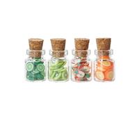 Odoria 1/12 Scale Dolls House Miniature Glass Jars with Fruit Slices 4Pcs Mini Jar Miniatures Dollhouse Decoration Accessories