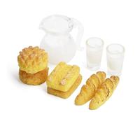 Odoria 1/12 Scale Dolls House Miniature Milk Jug and Bread 6Pcs Miniatures Dollhouse Decoration Accessories