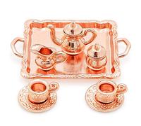 Odoria 1/12 Scale Dolls House Miniature Tea Sets 8Pcs Dollhouse Accessories, Copper